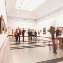 Visitors look at artworks at the Turku Art Museum.